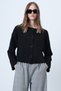 Women's Black Stitch Detailed Textured Knitted Jacket Alc-X14656