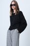Women's Black Stitch Detailed Textured Knitted Jacket Alc-X14656 - 5