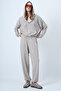 Stone Hooded V-Neck Oversize Modal Sweatshirt and Trousers Set Alc-X14646