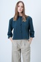 Green Coated Buttoned Crew Neck Custom Design Crop Jacket Alc-X14647 - 3