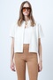 Women's White Gold Brooch Short Sleeve Knitted Jacket and Strapless Blouse Set Alc-X14650 - 4