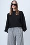 Women's Black Balloon Sleeve Regular Fit Stylish Design Blouse Alc-X14649 - 2