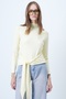 Butter Yellow High Neck Tie-Waist Blouse Alc-X14652 - 4