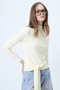 Butter Yellow High Neck Tie-Waist Blouse Alc-X14652 - 6