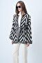 Black Geometric Patterned Crochet Cardigan with Belted Waist Alc-X8978 - 5