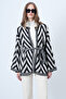 Black Geometric Patterned Crochet Cardigan with Belted Waist Alc-X8978 - 3