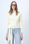 Butter Yellow High Neck Tie-Waist Blouse Alc-X14652 - 5