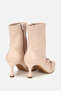Women's Beige Stretch Thin Heeled Buckle Boots - 4