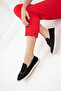 Black Suede Women's Loafer Shoes 21049 - 3