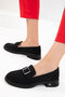 Black Suede Women's Loafer Shoes 21055 - 2
