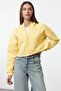 Açık Sarı Fermuarlı Kapüşonlu Rahat Kesim Crop Kalın İçi Polarlı Örme Sweatshirt TWOAW20SW0660