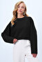 Black Crew Neck Bat Sleeve Wide Cut Basic Blouse Alc-X14391 - 2