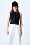 Women's White Wide Leg Sweatpants with Piping Detail and Elastic Waist Alc-X14611 - 5
