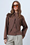 Brown Scarf Detailed Buttoned Jacket Alc-X14669