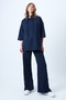 Navy Blue Hooded Sweatshirt with Side Slits and Wide-Legged Trousers Set Alc-X14607 - 5