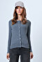 Anthracite Wide Cuff Blouse with Stitching Detail and Front Buttons Alc-X14400 - 4