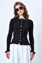 Women's Bitter Brown Crew Neck Ruffle Detailed Buttoned Front Knitted Blouse Alc-X14533 - 2