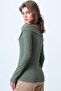 Women's Khaki Wide Collar Ottoban Blouse Alc-X14342 - 5