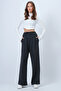 Anthracite High Waist Striped Front Thick Palazzo Trousers Alc-X14566 - 3