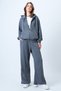 Women's Anthracite Hooded Zipper Jacket and High Waist Wide Leg Pants Set Alc-X14606 - 2