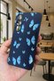 Samsung Galaxy M34 - Blue Butterfly Patterned Silicone Shock-Absorbing Classic Protective Rubber Case - 3