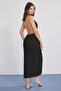 Siyah Dokuma Maxi Plaj Elbise TBESS25EL00136 - 2