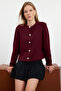 Bordo Basic Ceket Görünümlü Triko Hırka TWOAW24HI00090