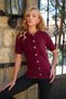 Women's Burgundy Crew Neck Buttoned Front Crew Neck Knitwear Cardigan Alc-X14483 - 5