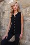 Women's Black Polo Neck Gold Buttoned Knit Vest Alc-X14453 - 2