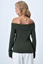 Khaki Madonna Collar Knitted Blouse with Front Slit Alc-X14527 - 7