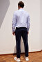Men's Navy Blue Slim Fit Slim Fit Cotton Flexible Comfortable Chino Trousers - 7