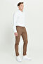 Men's Camel Slim Fit Narrow Cut Dobby Flexible Casual Trousers - 5