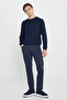Men's Navy Blue Slim Fit Slim Fit Cotton Flexible Trousers - 2