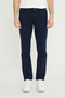 Men's Navy Blue Cotton Slim Fit Slim Fit 5 Pocket Dobby Flexible Casual Trousers