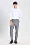 Men's Gray Wool Slim Fit Narrow Cut Trousers with Hidden Elastic Waist and Side Pockets, Flexible Classic Trousers - 2