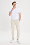 Men's Ecru Slim Fit Slim Fit Side Pocket Cotton Flexible Dobby Trousers - 5