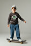 Antrasit Erkek Çocuk Pamuklu Baskılı Oversize Örme Sweatshirt TKDAW26SW00040 - 5