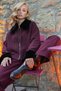 Women's Burgundy Collar and Sleeve Plush Detailed Front Zippered Knitwear Jacket Alc-X14544 - 3