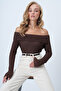 Brown Madonna Collar Wrinkled Long Sleeve Blouse Alc-X14579 - 2