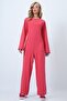 Mercan Crew Neck Zippered Back Relaxed Cut Jumpsuit Alc-X14554 - 4