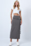 Gray Belt Detailed Midi Length Sandy Skirt Alc-X14550 - 4