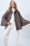 Mink Hidden Placket Cape Cashmere Jacket Alc-X14590 - 4