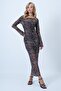 Women's Leopard Leopard Detailed Lined Tulle Dress Alc-X14497