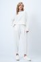 Ecru Crew Neck Wide Cut Blouse and Pleated Front Double Pocket Trousers Set Alc-X14553 - 5