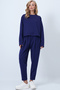 Navy Blue Crew Neck Wide Cut Blouse and Pleated Front Double Pocket Trousers Set Alc-X14553 - 5