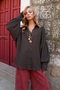 Brown Oversize Wrinkled Shirt Alc-X14541 - 2
