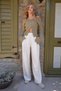 Women's Cream Pleated Detailed Knitted Palazzo Pants Alc-X14535 - 5