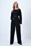 Black Crew Neck Zippered Back Relaxed Fit Jumpsuit Alc-X14554 - 4