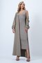 Women's Beige V-Neck Sleeveless Knitted Dress and Long Cardigan Set Alc-X14551