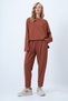 Cinnamon Brown Crew Neck Wide Cut Blouse and Pleated Double Pocket Trousers Set Alc-X14553 - 2